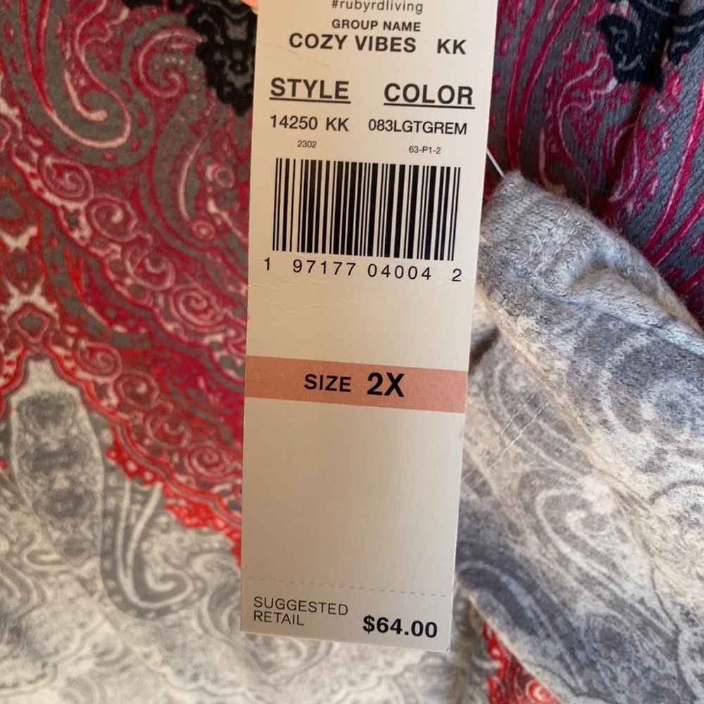 Ruby Rd top cozy vibes boho print pullover printed shirt casual size 2X - Picture 12 of 17